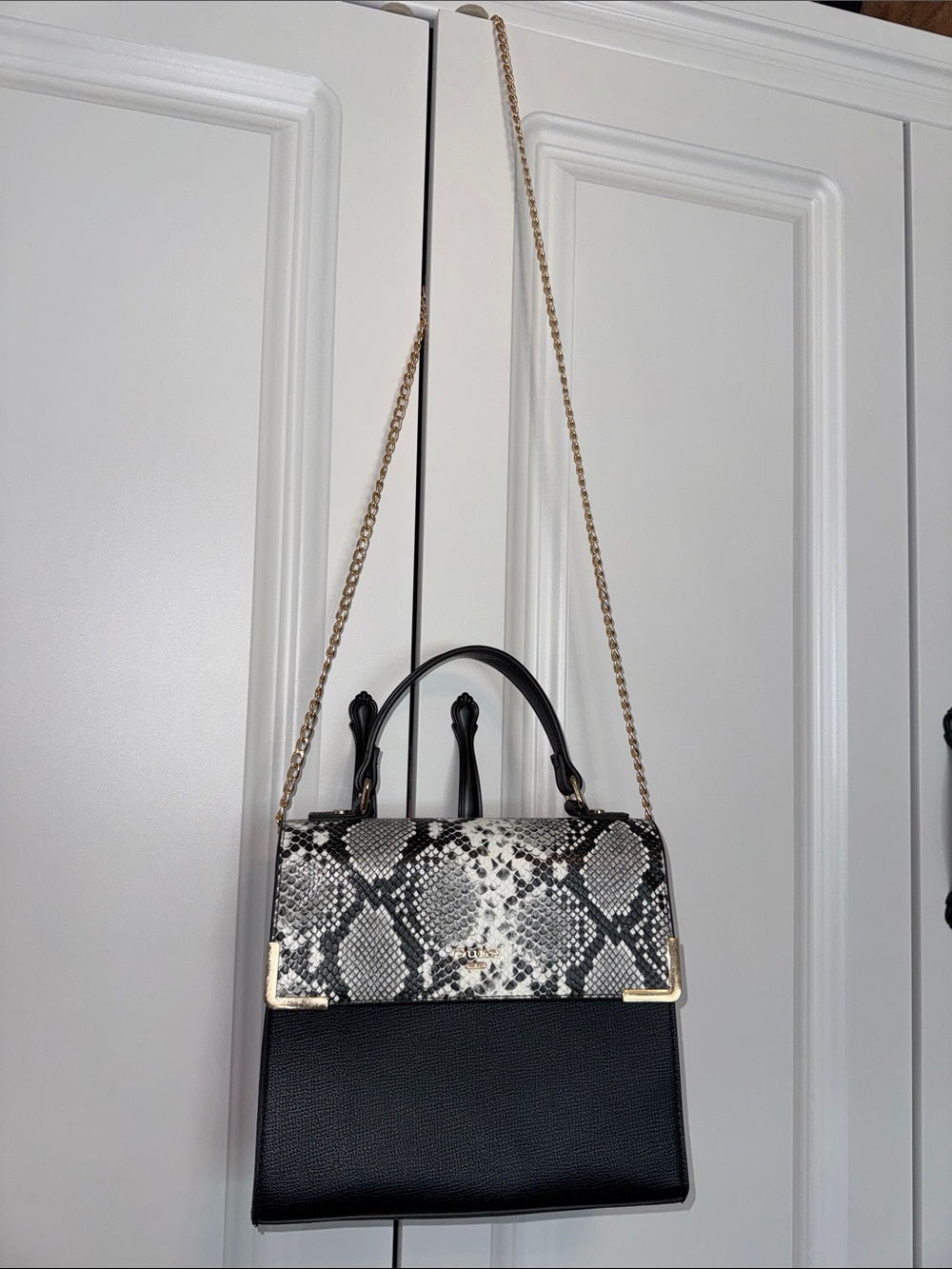 Dune London Snakeskin Embossed Top Handle Satchel - Picture 14 of 14